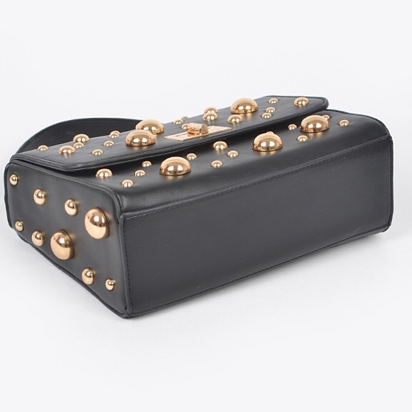 Embellished Gold Studded Vegan Leather Handbag - Picture 5 of 9